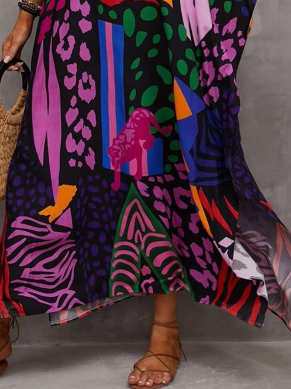 Oversized moo moo boho dress
 Multicolor Abstract Maxi Caftan - Picture 2 of 2
